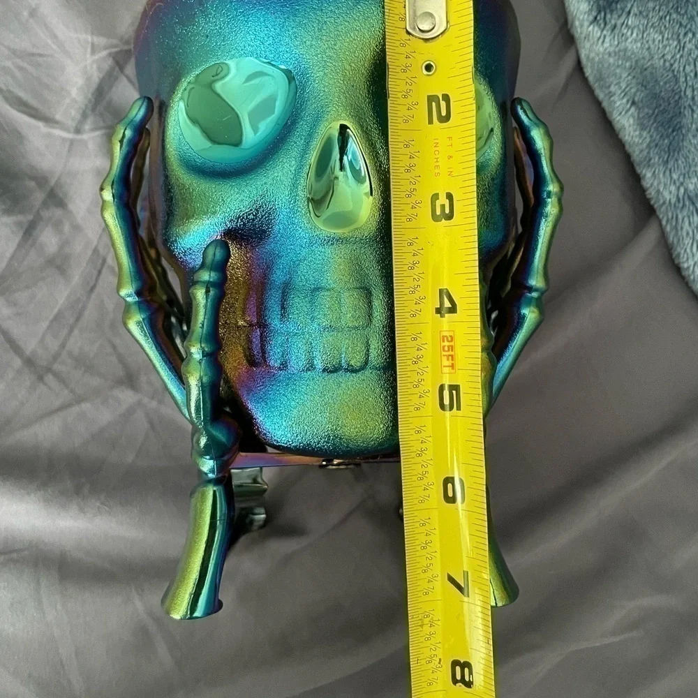 NWT Halloween Candy Dish Iridescent Skull Candy Dish Halloween Decor Bowl